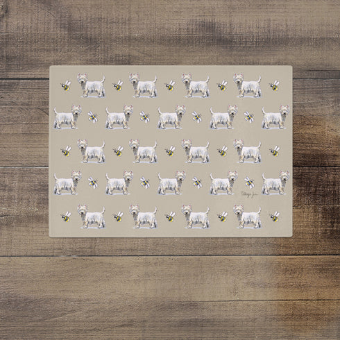 Westie and Bee Glass Worktop Saver